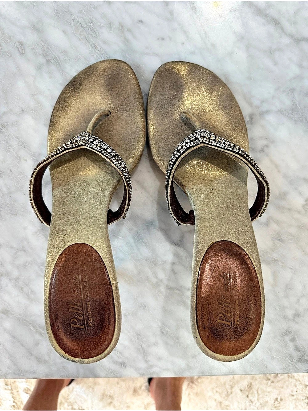 Pella Moda Jeweled Gold Sandals